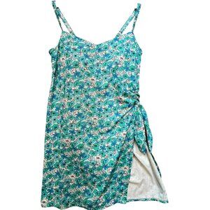 Lands' End Women's Sweetheart One-Piece Swim Dress Size 10 White Teal Floral